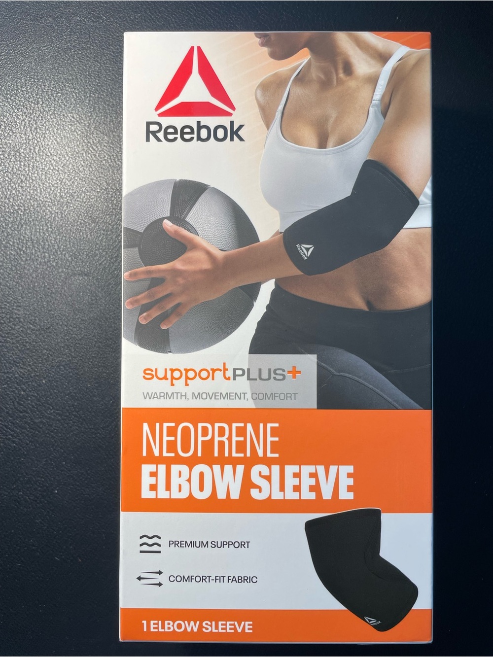 Reebok Support Plus Neoprene Elbow Sleeve Size L/XL Black